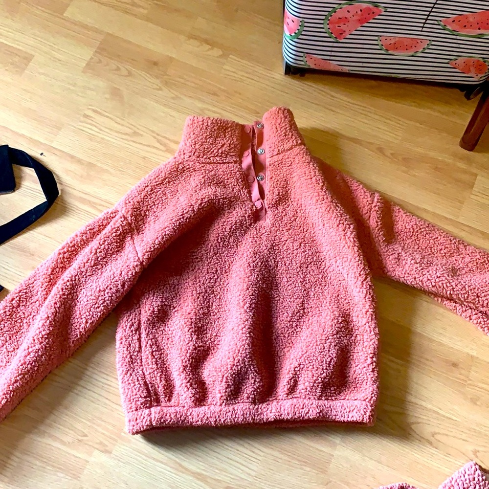 Pink fluffy sweater got from Khohls.